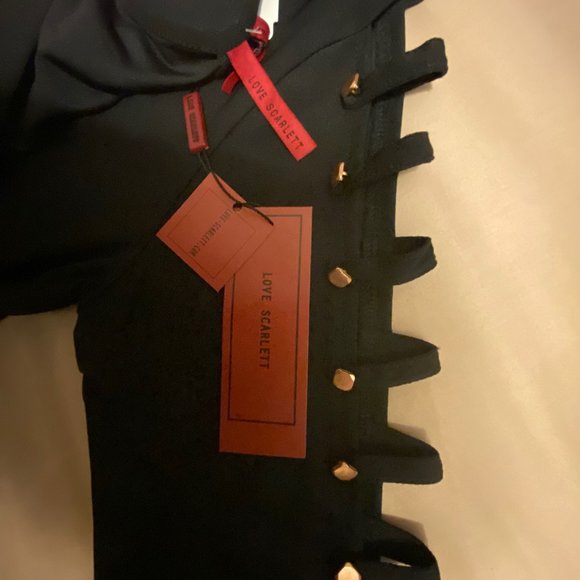 LOVE SCARLETT Ladder Sleeve Fit/Flare knit dress Sz S BNWT - Picture 4 of 5